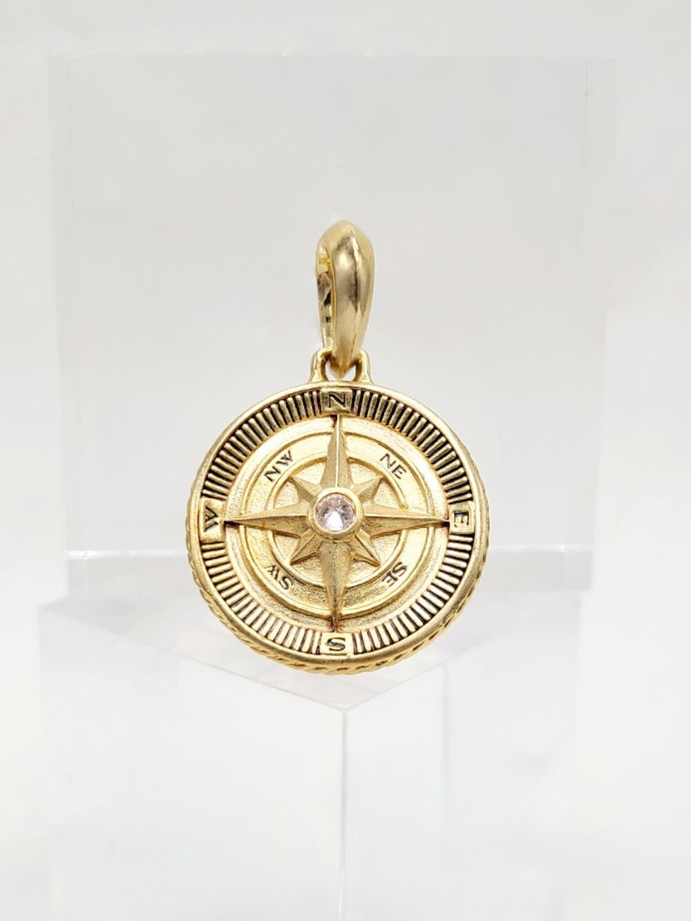David Yurman Maritime Compass Amulet in 18K Yellow Gold w/ Center Diamond - 20mm